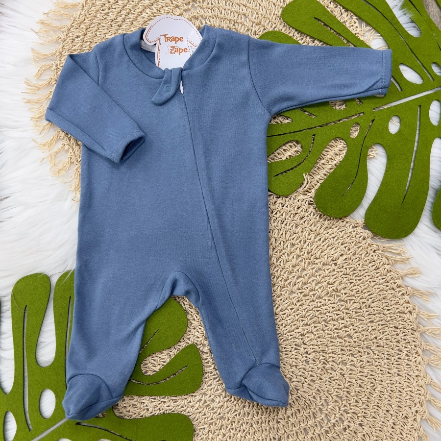 Macacão Slim Zíper Basic Azul Jeans